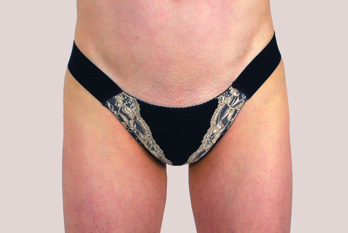 DEEP VEE TUCK THONG / 'GOLD ON BLACK'