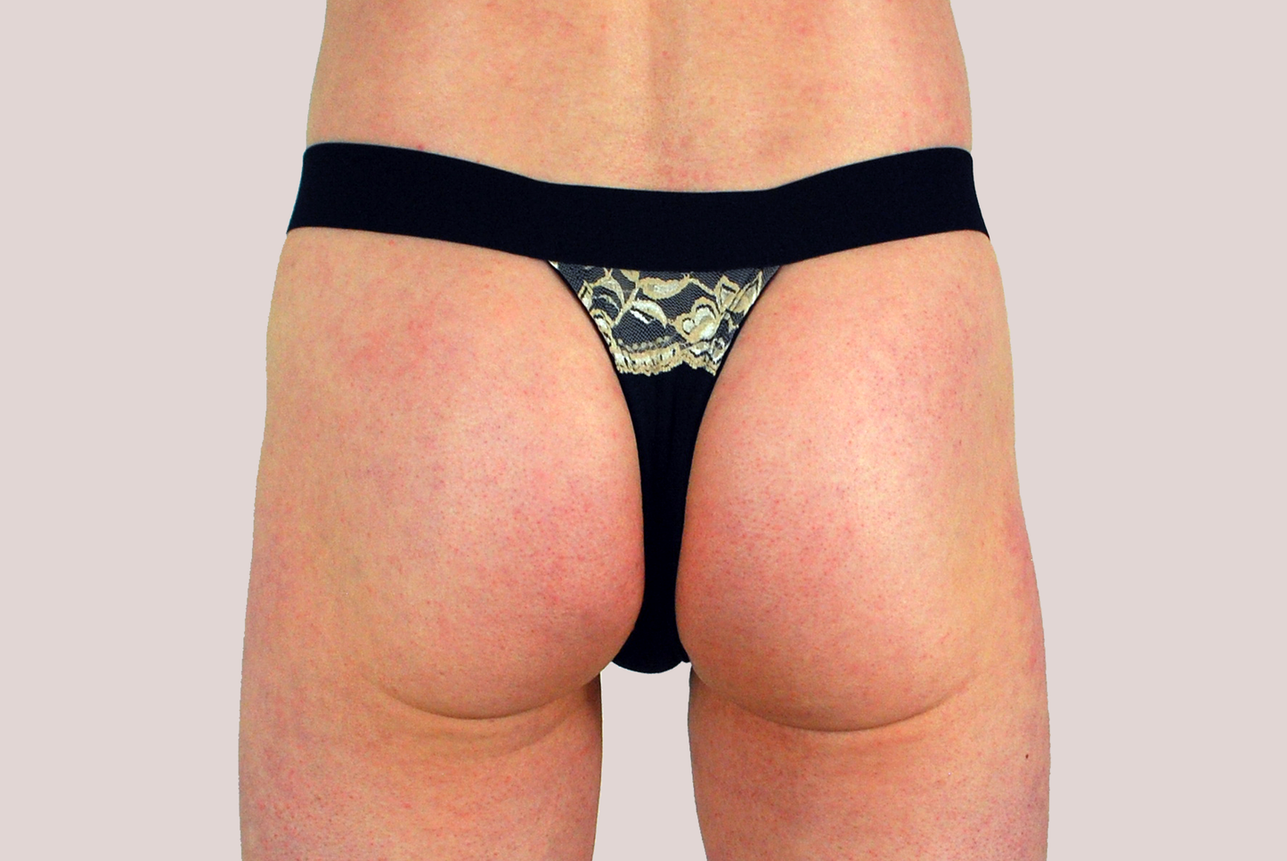 DEEP VEE TUCK THONG / 'GOLD ON BLACK'