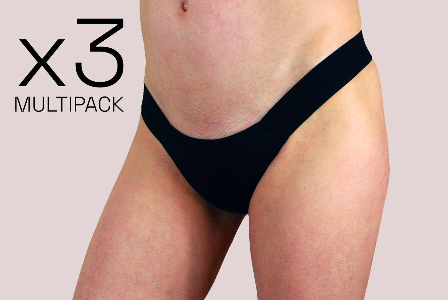 x3 MULTIPACK - ESSENTIAL TUCK THONG / BLACK