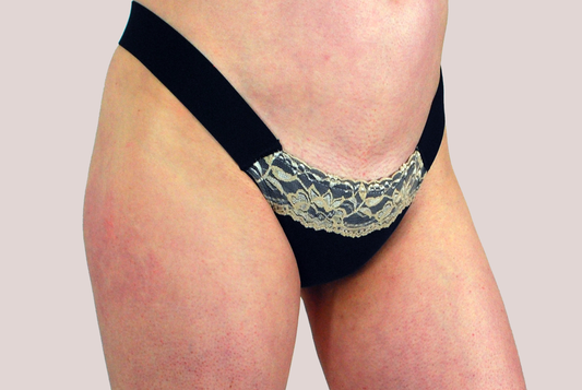 LACETOP TUCK THONG / GOLD ON BLACK
